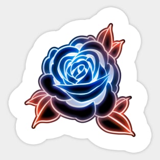 Blue Neon Rose Sticker